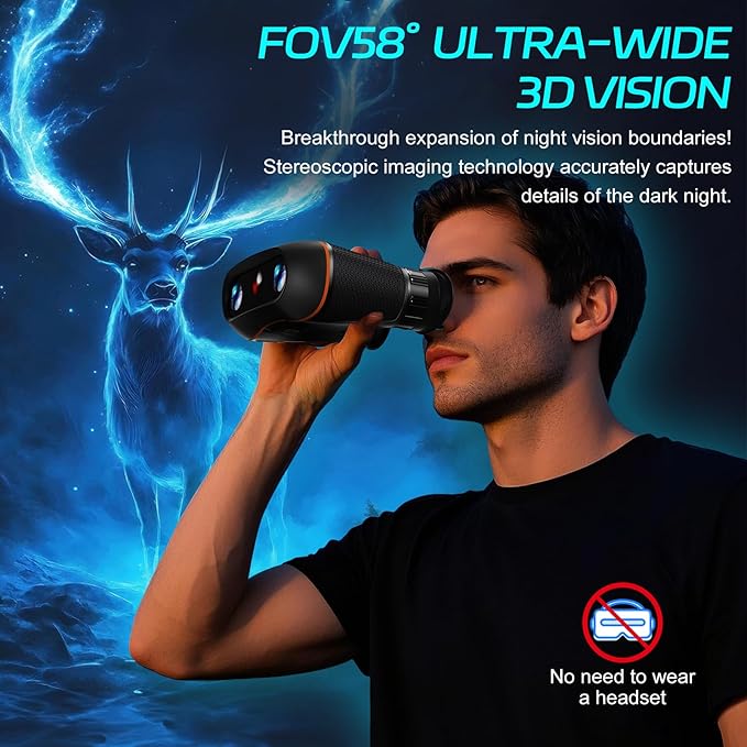 3D VR Night Vision Goggles - 4K Night Vision Binoculars,Wide FOV 58° 3600mAh Battery 8X Digital Zoom, 32GB Card to Save Photos and Videos for Camping,Security
