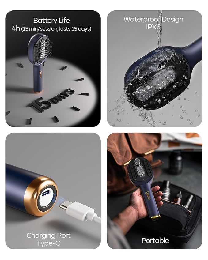 3-in-1 Scalp Massager Hair Growth with Hair Oil Applicator, Bionic Kneading Electric Head Massager Brush for Tension Relief & Home Spa,IPX6 Waterproof Rechargeable Gift for Women Men Mom