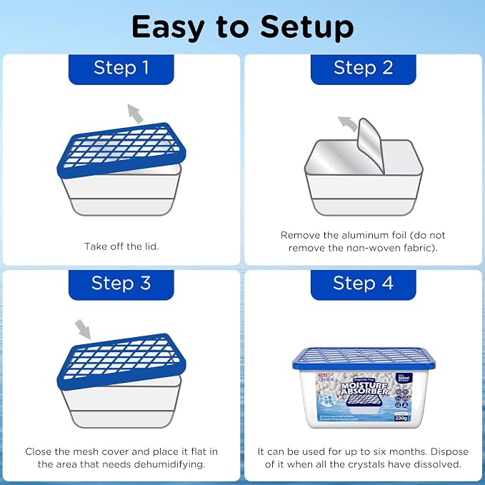 W&E Choice Moisture Absorbers, Portable Humidity Absorber Boxes for Your Bathroom, Closet & Car, Dehumidifier with Fragrance Free, 12 Pack