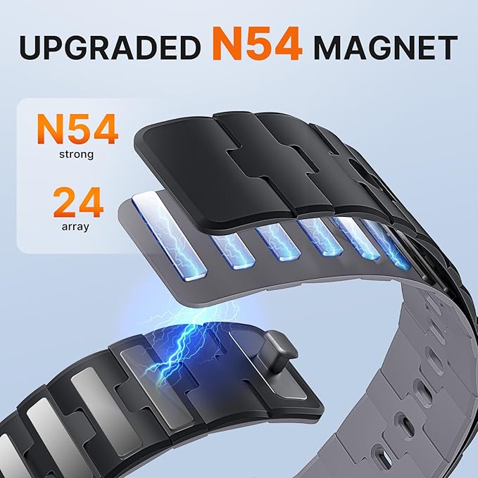 Bandletic Magnetic Silicone Bands Compatible with Google Pixel Watch 4/3/2/1 41mm for Women and Men, Rugged Soft Sport Strap Replacement Wristband