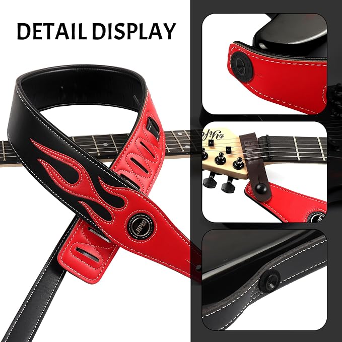 Handmade Retro Embossed Guitar Strap Super Soft Cowhide Leather Belt for Electric Acoustic Guitar Bass Guitarra Gig