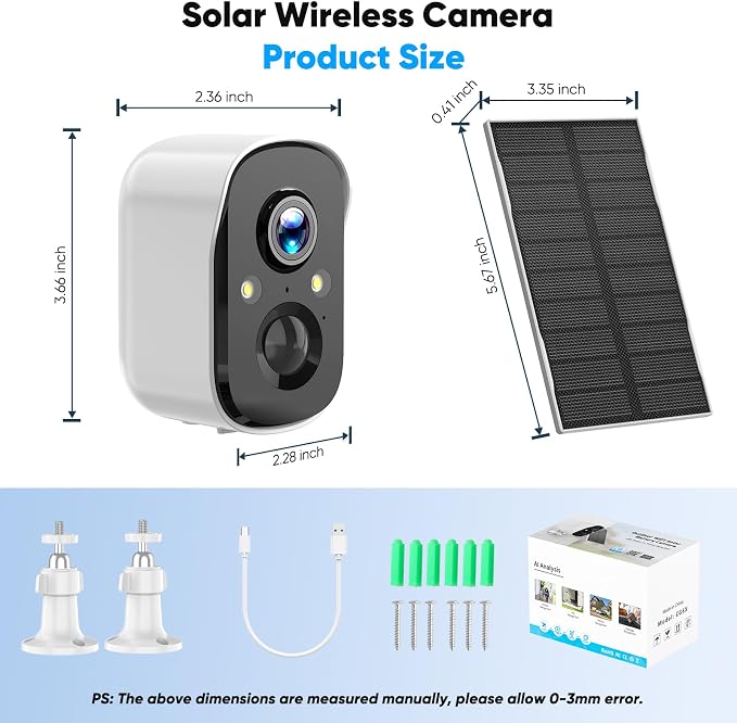 Poyasilon 2-Pack Solar Security Cameras Wireless Outdoor,2K Solar Camera Wireless for Home Color Night Vision Two-Way Talk Two Spotlights,Cloud/SD Only 2.4GHz WiFi