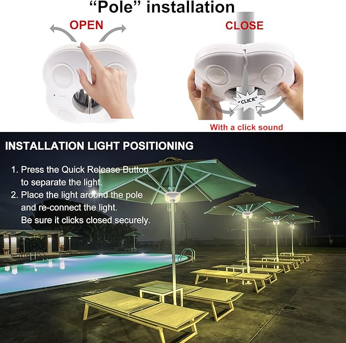 HONWELL Patio Umbrella Lights Outdoor Umbrella Pole Light Battery Operated Cordless 12 Color Changing Umbrella Light with Remote, Multi Colored LED Outside Lights for Deck Umbrella Camping Tents