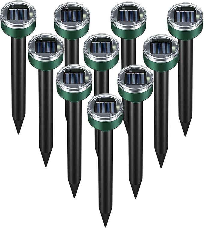 Mole Repellent 10 Pack Solar Sanke Repellent Sonic Gopher Repellent Vole Chaser Mole Deterrent Sonic Spikes Repellent Ultrasonic Pest Control Outdoor Keep Moles Out of Yard Lawn