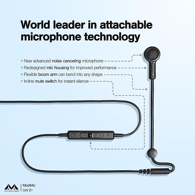 ModMic Uni 2+ Attachable 3.5mm Headset Microphone. Gaming on PC, PS5, Xbox