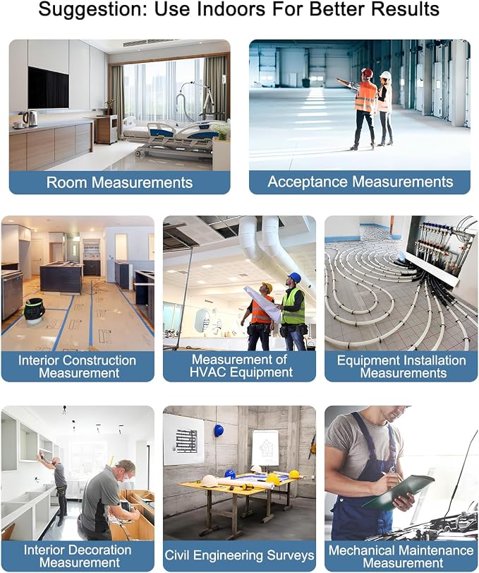 Laser Measuring Tool, 500FT Laser Measure Tool with ±1/16" Accuracy, IP54 Laser Distance Meters with FT/in Units for Area/Volume, Laser Measurement Tool with Angle Sensor for DIY Home Indoor