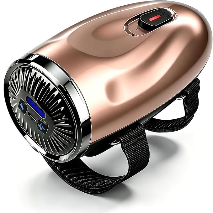 Professional Handheld Palm Massager with Adjustable Straps, 5 Modes, 2600mAh USB Rechargeable Vibrating Massager for Barber Salon, Neck & Scalp Care（Rose Gold）