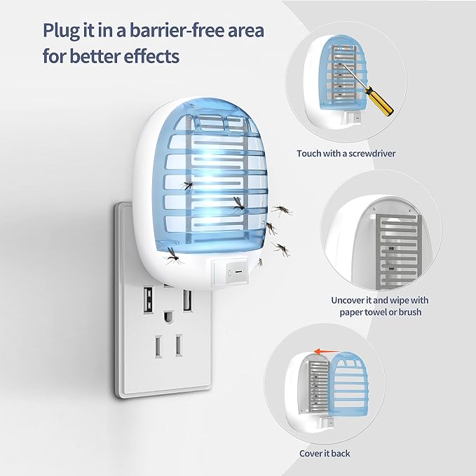 Indoor Bug Zappers, Fly Traps for Indoors, Insect Traps for Home Mosquito Killer for Kids & Pets, Home, Kitchen, Bedroom, Baby Room, Office (6 Packs)