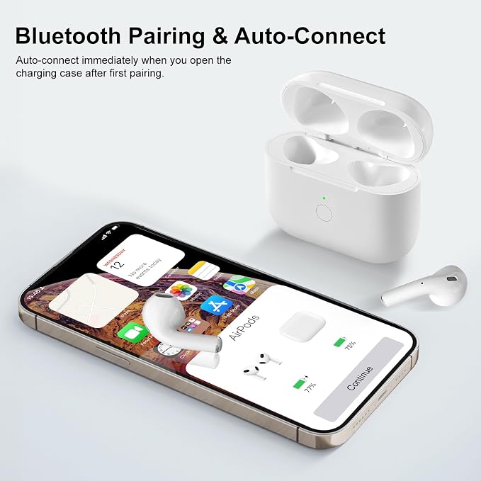 Wireless Charging Case Replacement Compatible with AirPod 4th Generation, Air Pod 4 Charger Case to USB-C Without Earbuds，White