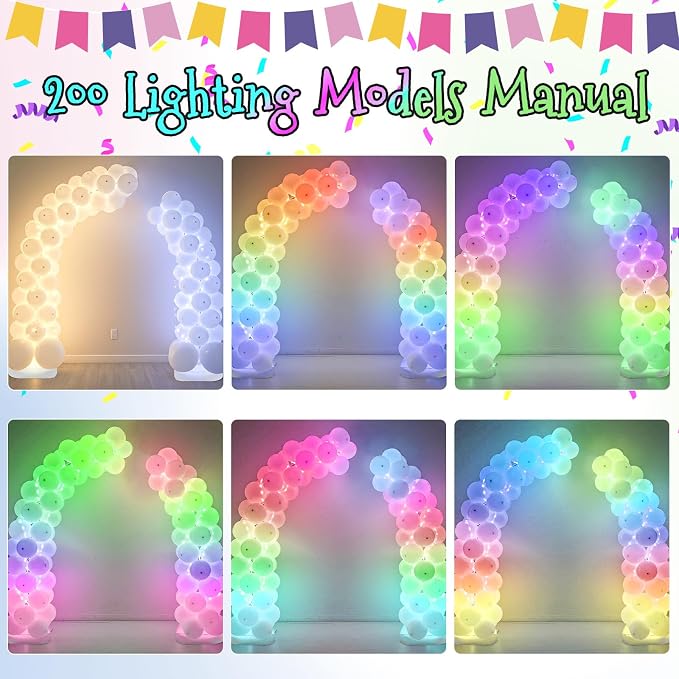 AerWo Lighted Balloon Arch Kit 8.2FT & 6FT, Free Bending Top Half Balloon Arch Stand with Base, Floor Frame for Wedding Birthday Party Baby Shower Yard Lawn Home Christmas Decorations