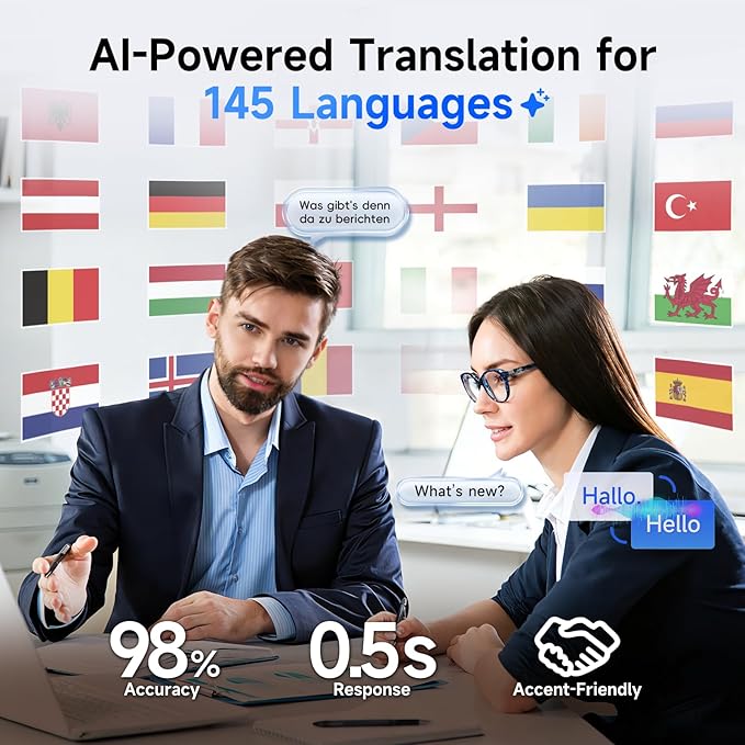 GetD AI Glasses for Men & Women - Blue Tortoiseshell Smart Glasses with 145-Language Translation, Blue Light Blocking, Polarized & Photochromic Lenses,11-Hour Music Play for Travel and Daily Use