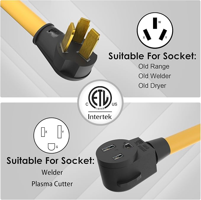 NEMA 10-50P to 6-50R Heavy-Duty Welding Plug 250V Adapter Range Stove Oven to Welder Plasma Cutter 50 Amp with Ergonomic Handle STW 6 AWG*3C 1FT