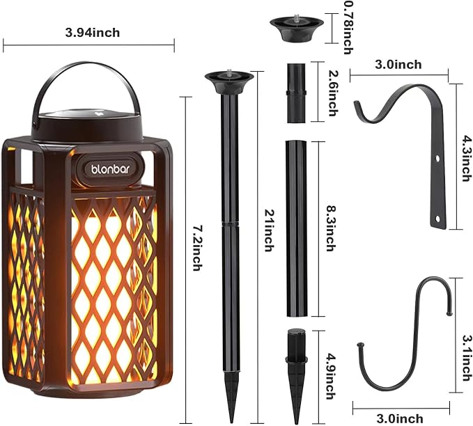 blonbar Outdoor Speakers Bluetooth Waterproof Patio with Torch Atmosphere, Portable Wireless Stereo Speaker for Porch Home Decor Gifts for Men Women Couples Dads Moms