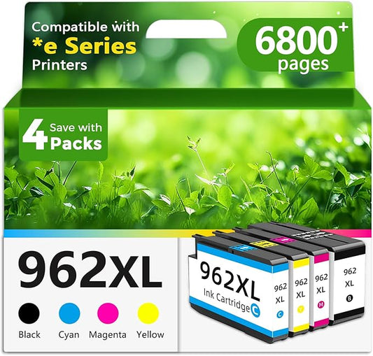 Ankink 962XL Ink Cartridges Replacement for HP 962 XL Work for Officejet Pro 9015e 9010 9015 9025e 9018 9020 9025 9018e 9012e 9016 Printer Black Color(Cyan Yellow Magenta) 4 Pack