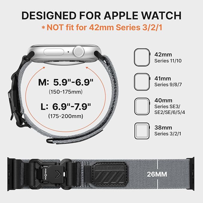 Bandletic Compatible with Apple Watch Series 11 Bands, Wide Soft Stretchy Sport Band with Magnetic Fidlock V-Buckle for iWatch 42mm(Series 11/10), 41mm(9/8/7), 40mm(SE3/SE2/SE/6/5/4), 38mm(3/2/1)