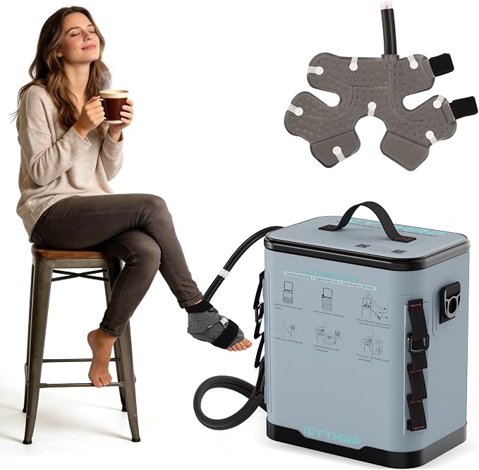 ICYTHRP Ice Machine for Ankle After Surgery, FSA Eligible HSA, Cold Therapy Machine with Programmable Timer, Replacement Recovery System, Cryotherapy Pain Relief with Ankle-Specific Pad