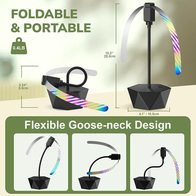 Portable Battery Powered Fly Fans for Tables Up to 15 Hours Working Time, 4-Pack Indoor Outdoor Food Fan with Flexible Goose-Neck Blades for Home Restaurant Party Picnic Patio BBQ, Jet Black
