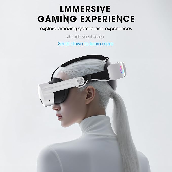 VR Head Set Strap with 10000mAh Battery for Meta Quest 3/3S - Patented One-Click Release, Adjustable Detachable Design Compatible with Quest 2 3/3S, Balanced and Comfortable VR Gaming