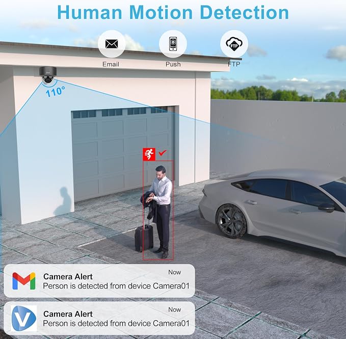 Anpviz 5MP PoE Camera, Outdoor Vandal Dome Security PoE IP Camera (Grey) | 98ft Night Vision, H.265, 24/7 Recording Waterproof IP66 Indoor, Wide Angle 2.8mm, NDAA, IPC-D250G-SE (U Series)