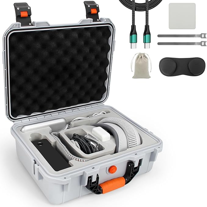 AMAZEAR Hard Case for Apple Vision Pro,Perfect for Storing Vision Pro and Battery at Home or While Traveling, Large Capacity Apple VR Waterproof Hard Case, Premium Apple Vision Pro Accessories