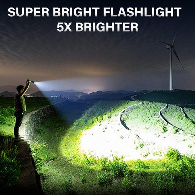 AKNEAR Rechargeable LED Flashlight High Lumens, Super Bright Flashlights with Zoomable & USB C Rechargeable & 5 Light Mode & IPX7 Waterproof, Powerful Flash Light for Home, Hiking, Camping