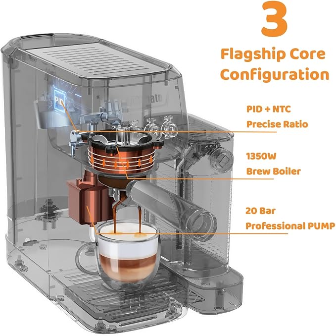 MAttinata Cappuccino Machine, Coffee Maker with Automatic Milk Frother | CM1632L, Blue, 20 Bar Espresso Machine, Adjust Milk Foam for Latte Art, Italian Pump, Compact for Home, Stainless Steel