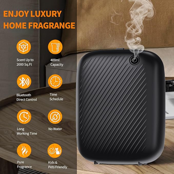 Smart Waterless Essential Oil Diffuser, 400ML Hotel Scent Diffuser with 12A1V Power Adapter for Large Room and Commercial Use, Scent Air Machine Cover Up to 2000 Sq.Ft