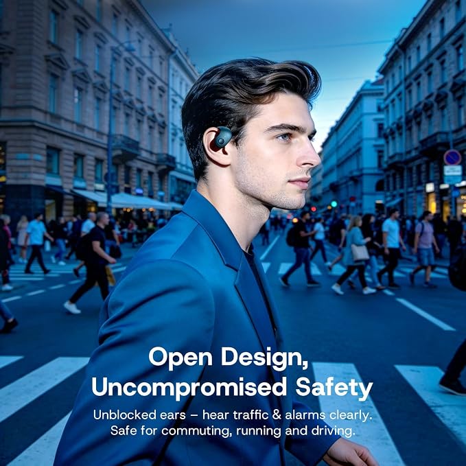 Over Open Ear Earbuds Wireless Bluetooth Open Ear Headphones Air Conduction Earbuds that Don't Go in Your Ear with Awareness of Surroundings with Over-Ear Hooks