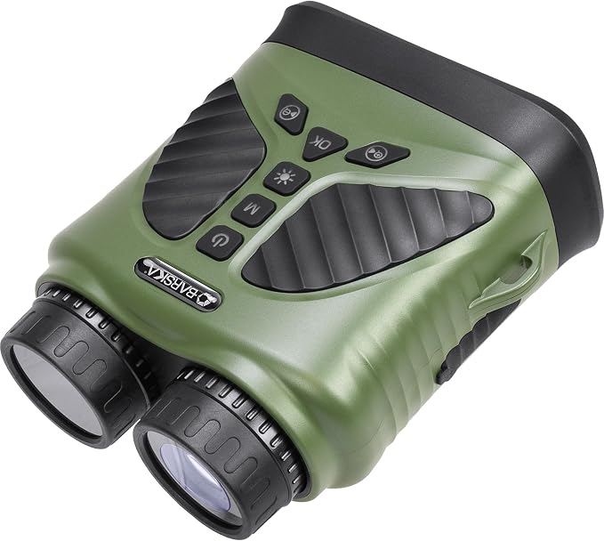 Barska NV-2 Night Vision Binoculars, 10X Magnification, 8X Digital Zoom, 43mm Lens, 3 Inch IPS Display, 40MP Photos, 2.5K Video, 820yd Range, 3-Level IR, USB-C Fast Charging, Day & Night Use