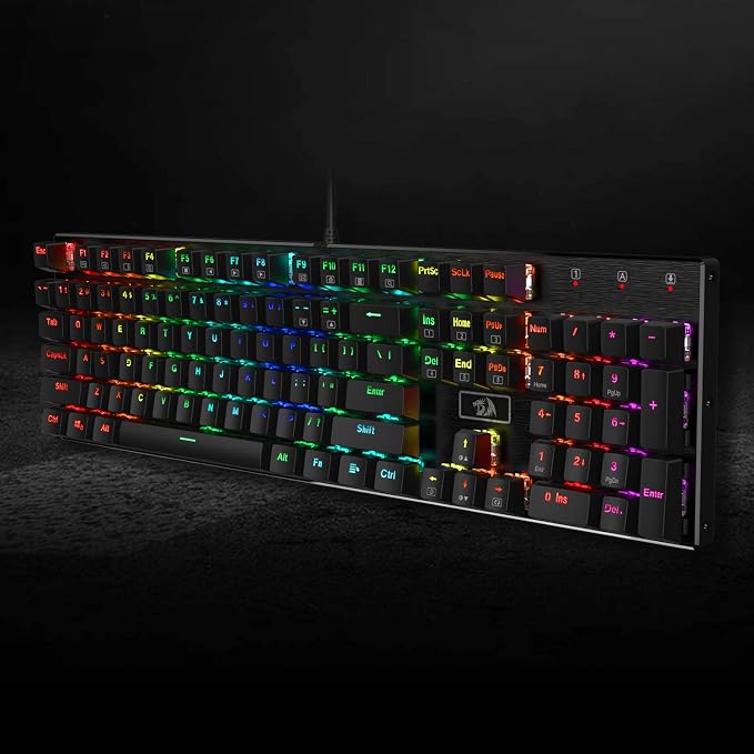 Redragon K556 RGB LED Backlit Wired Mechanical Gaming Keyboard, 104 Keys Hot-Swap Mechanical Keyboard w/Aluminum Base, Upgraded Socket and Noise Absorbing Foams, Quiet Linear Red Switch