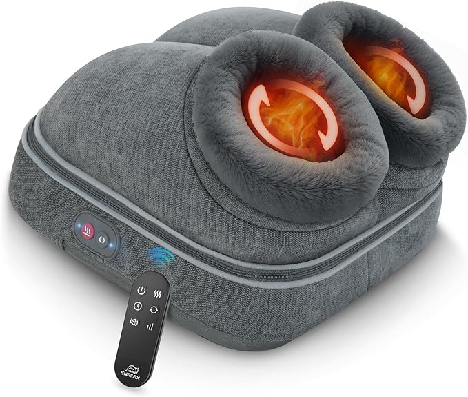 Snailax Shiatsu Foot Massager with Heat, Electrick Foot Massager Machine for Neuropathy, Plantar Fasciitis, Feet Warmers for Women,Men, Foot Heater Under Desk, Size 13