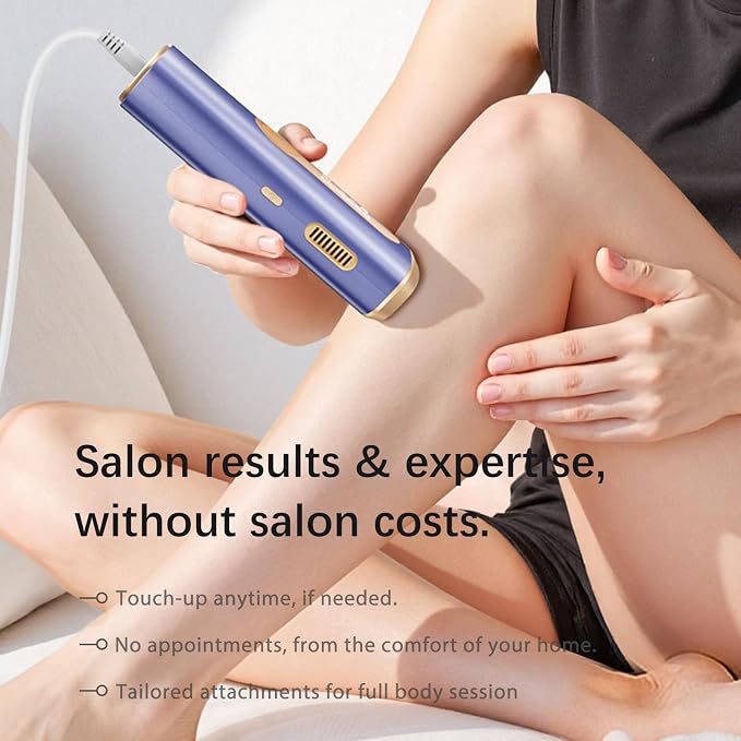 IPL Laser Hair Removal Device for Women & Men - Safe At-Home 45°F Ice-Cooling Contact for Painless & Long-Lasting Results, 86% Less Hair In 3 Weeks for Full Body & Face, Mint Purple