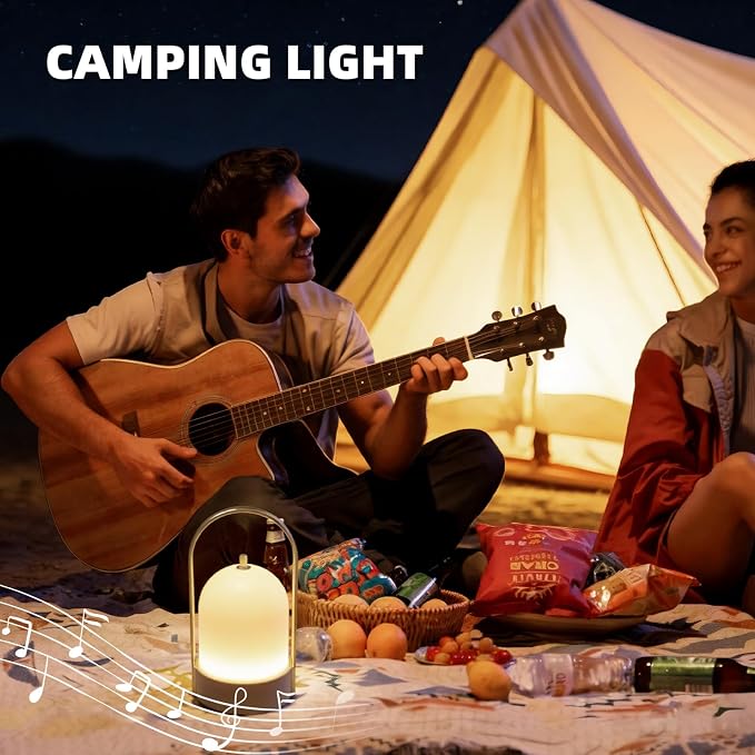 LED Table Lamps Wireless with Bluetooth Speaker, USB-Powered Music Table Lamp with 3 Dimmable Light Modes, Portable Smart Night Lights for Party, Camping Atmosphere, Home, Reading 1 Pack