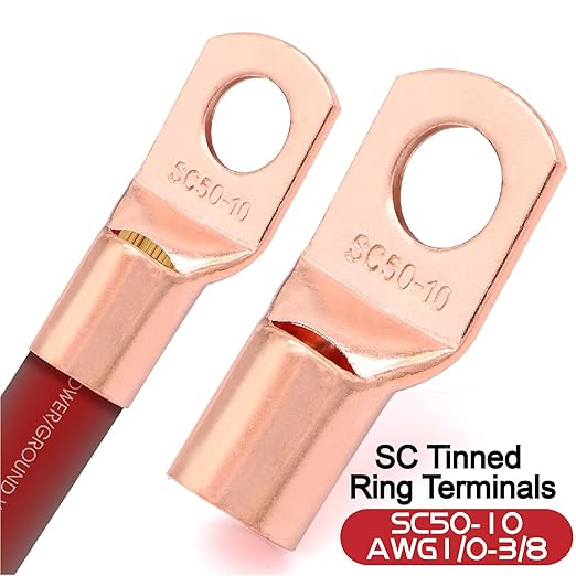 40FT 1/0 Battery Cable Copper Clad Aluminum,0 Gauge Wire with 20pcs Terminal Connectors with 3:1Heat Shrink Tube for Car Amp,Winch Wiring kit,Reducer,Starter,Solar Power,Automotive Wire