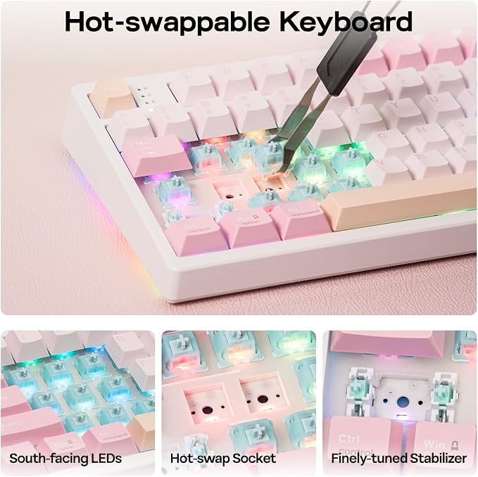 EPOMAKER TH108 PRO Full Size Mechanical Keyboard with Screen & Knob, Wireless Gaming Keyboard with 10000mAh, Creamy Gasket, Hot Swap, Custom Driver, RGB Backlight, NKRO (Pink, Creamy Jade)