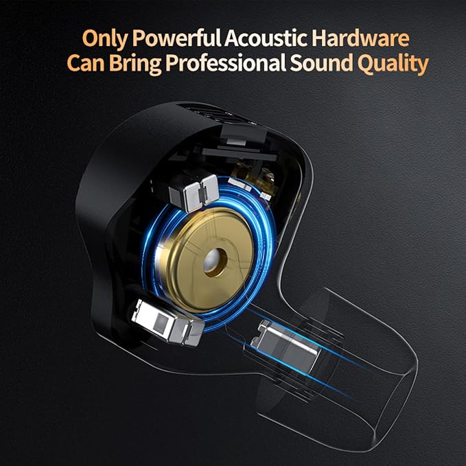 in Ear Monitor IEM Headphones,KZ ZS12 PRO X 1DD+5BA Hybrid with 4-Level Tuning Switch Gaming Earbuds,KZ Earbuds Earphones,Best in Ear Headphones (Dark Black,Tunable Version, NO Microphone)