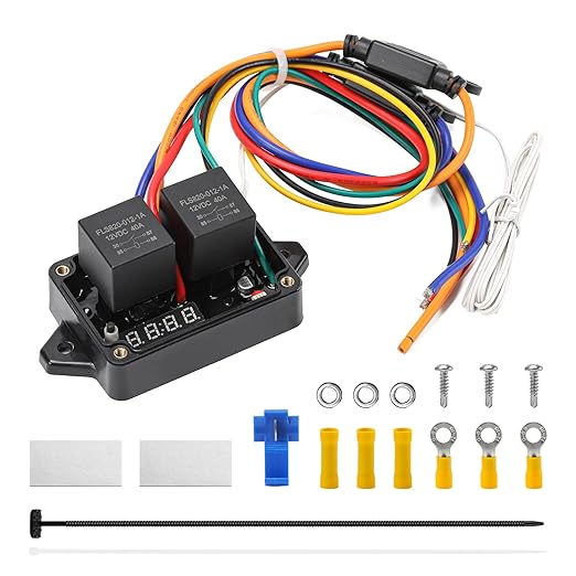 12V/24V Electric Fan Controller Kit 30A Digital Radiator Fan Switch with Adjustable Temperature Range (104-230°F) & Real-Time Display, for Automotive/Industrial Cooling Systems (Part #0444)