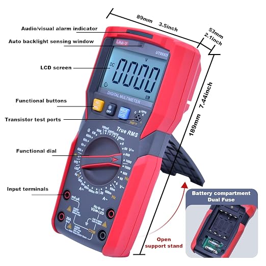 UNI-T UT89XD Digital Multimeter Tester, TRMS 6000 Counts AC DC 1000V Multimetro Volt Ohm Meter Automotive Electrical Capacitance Multimeter, Measures Current Temperature NCV Resistance