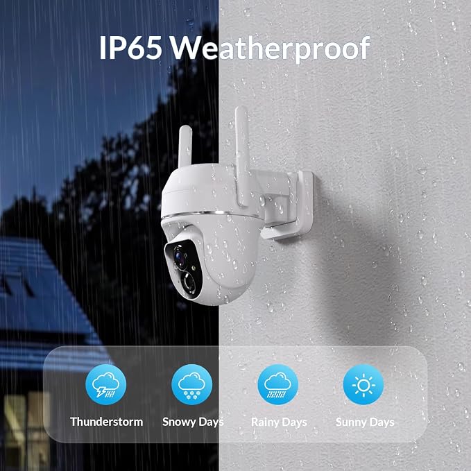 Vicohome 2K Solar Wireless WiFi Security Cameras Outdoor, 355° PTZ, Solar & Battery Powered, PIR Motion Detection, 3MP Full-Color Night Vision, IP65 Waterproof, Cloud&SD Card Storage(Without SD Card)