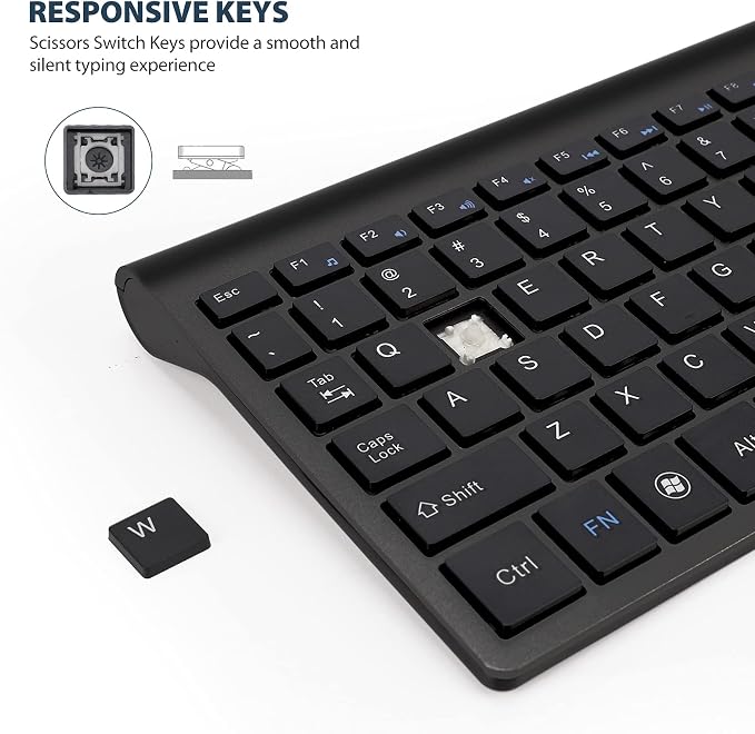 Fonicer 2.4GHz Wireless Vertical Ergonomic Mouse and Keyboard Combo Ultra-Thin Portable Size for PC Desktop Computer Laptop Mac For Students or Small Hands