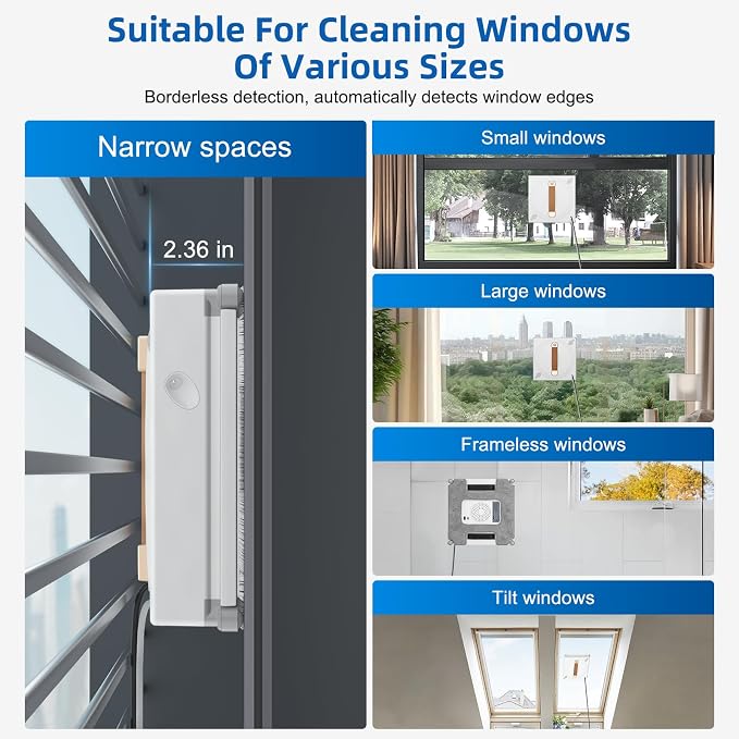 Lcoco&Dream GLE 350 Window Cleaning Robot with 2-Nozzle Dual Spray, Smart Path Planning & Cleaning Modess, Remote Control Smart Window Robot for High-Rise Windows, Mirrors & Glass Doors & Marble