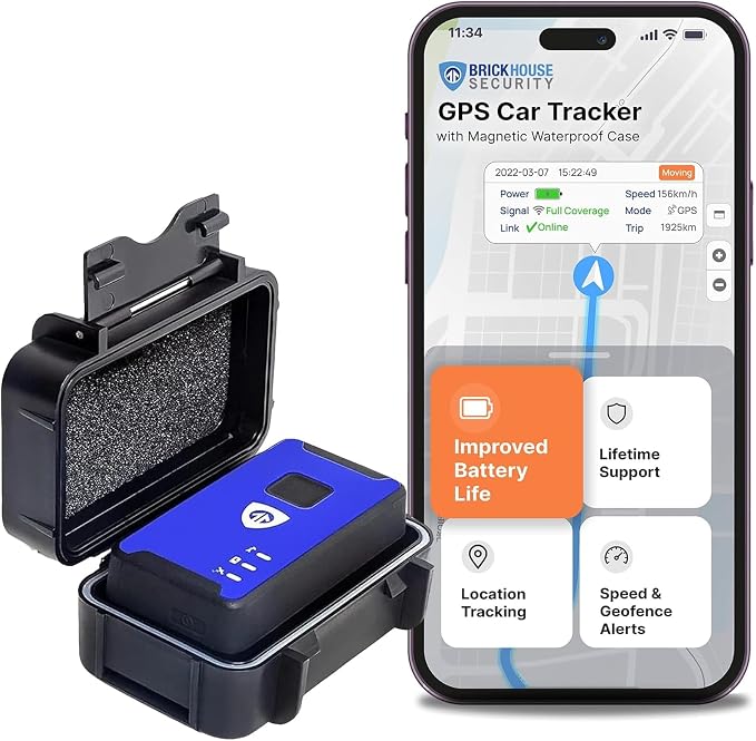 Brickhouse Car Trackers for Your Vehicle - Spark Nano 7 GPS Tracker with Magnetic Waterproof Case - Hidden Real-Time 4G LTE Vehicle Finder - GPS Tracking Device for Cars & More - Subscription Required