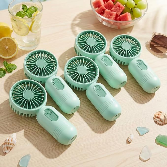 Rossesay 72 Pcs Mini Portable Fan Bulk Cute Handheld Lightweight Small Little Personal Hand Eyelash Fan 3 Speeds USB Rechargeable for Women Men Indoor Outdoor Makeup Travel (Green)