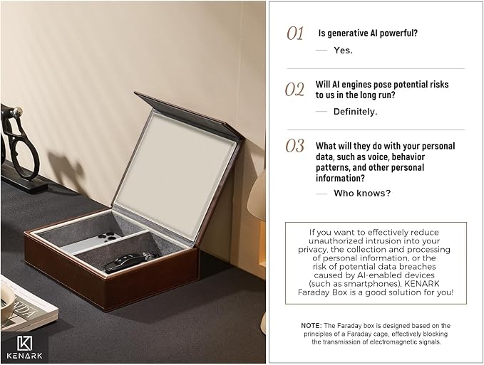 KK7 PLUS Faraday Box for Key Fobs, Signal Shielding Storage, Key cases | KENARK • Signal Shielding • Magnetic Closure • Modern Storage Design • Home & Office Use