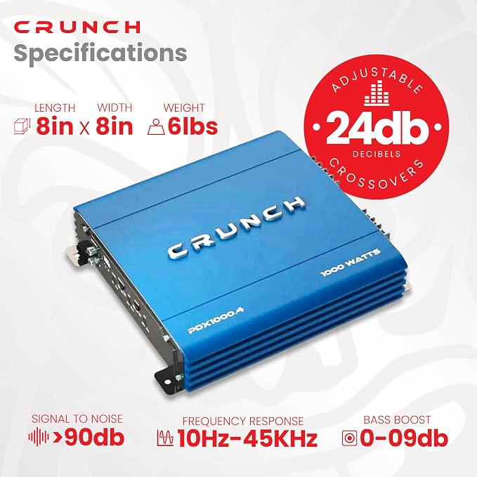 Crunch PDX-1000.4 PowerDriveX 1000 Watt 4 Channel Exclusive Blue A/B Car Stereo Amplifier