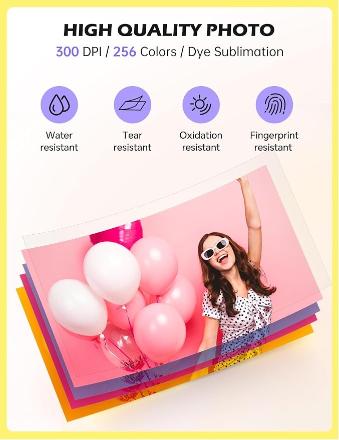 iDPRT 4x6 Photo Printer, CP4100 Photo Printer for iPhone & Android with 108 Sheets & 2 Cartridges, Wi-Fi Wireless Portable Picture Printer, Instant Print Photos, Dye Sublimation, Beige
