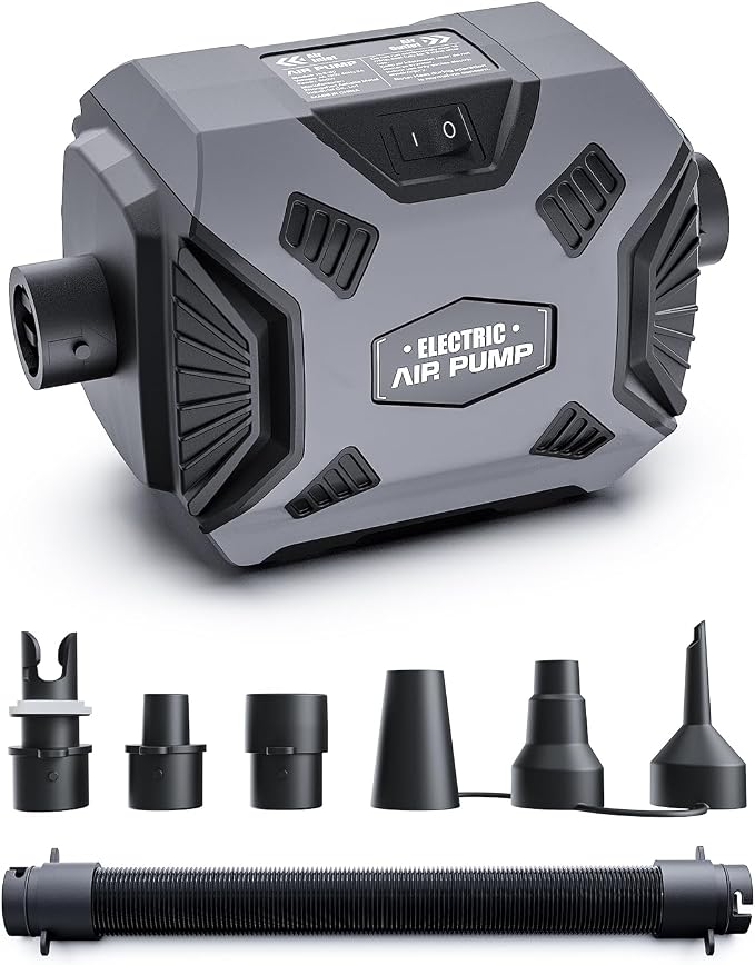 Electric Air Pump for Inflatables: Powerful AC 120V Air Mattress Pump with 5 Nozzles and Hose, Fast Inflation & Deflation for Gymnastics Track Mat, Pool Float, Raft