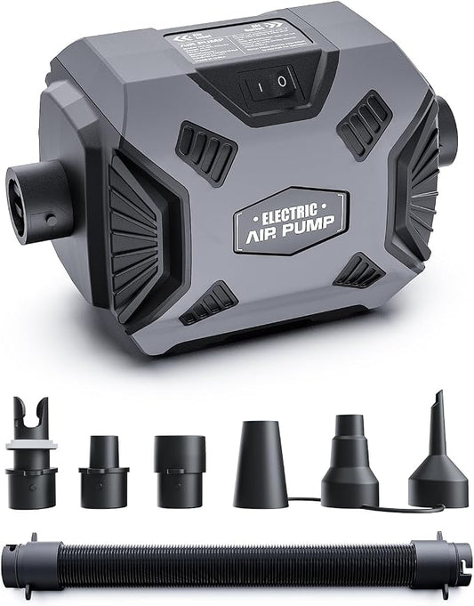 Electric Air Pump for Inflatables: Powerful AC 120V Air Mattress Pump with 5 Nozzles and Hose, Fast Inflation & Deflation for Gymnastics Track Mat, Pool Float, Raft