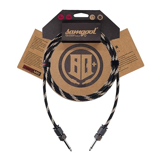 15ft Guitar Cable, 1/4 Inch Straight/Straight Instrument Cable, Electric Guitar Cord Guitar Amp Cord for Bass Guitar Amp and Instruments (1980 Black Steel Braid)