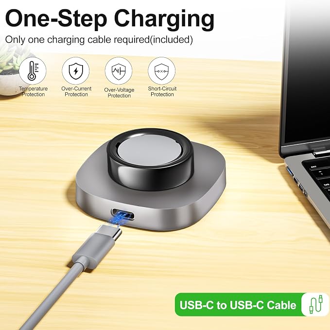Compatible with Aura-Ring Gen 4 Charger Size 8, Safe & Fast Charging Dock | Replacement Portable Quick Charger with USB-C Cable, Bedside Charging Accessories for Traveling, Sleeping or Daily Life